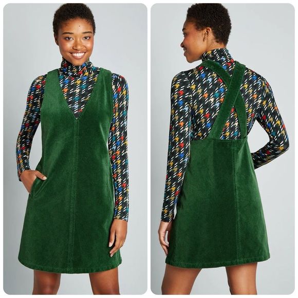Modcloth Dresses & Skirts - NWT ModCloth Bound For Greatness Corduroy Jumper in Green